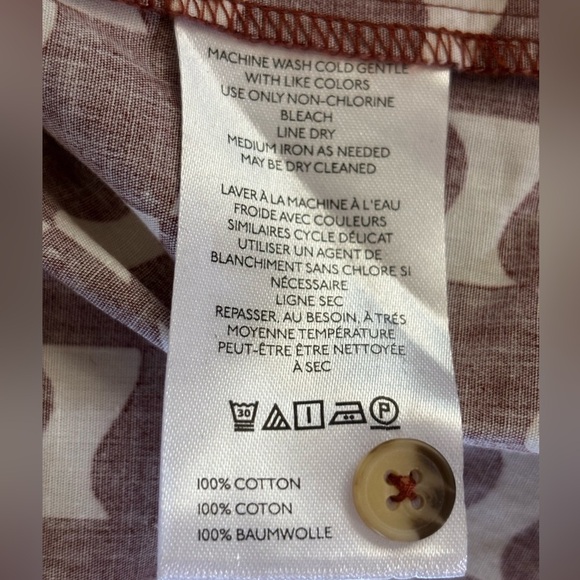 Anthropologie The Soren Long-Sleeve Shirt Dress Maeve size L Petite Orange Motif - Picture 8 of 9